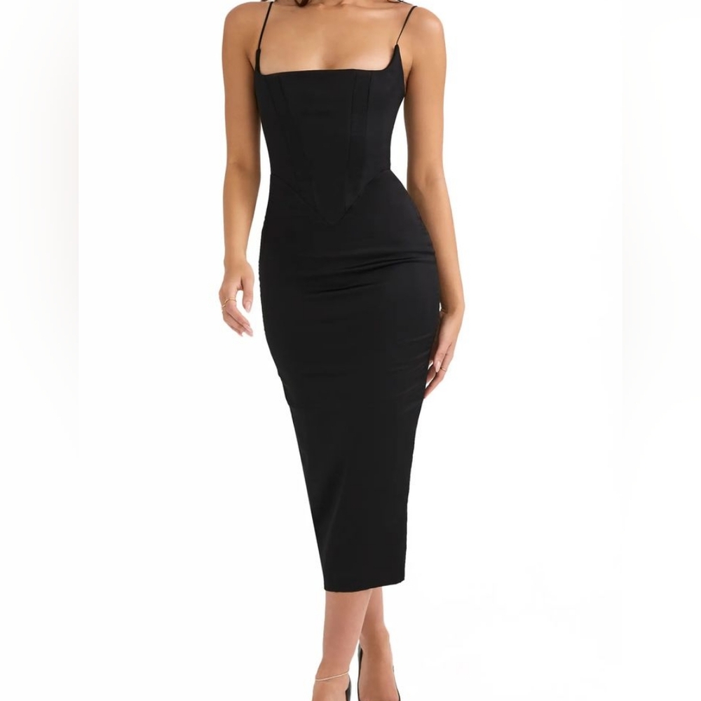 House of CB Anais Satin Corset Midi Dress